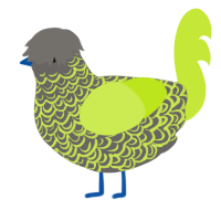 uranium ore, a grey and lime chicken with a double-lace pattern