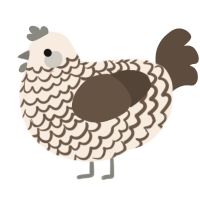 A cream and bark chicken with a lace pattern