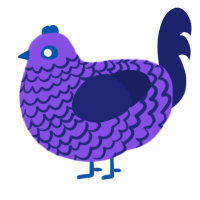 A blurple and navy chicken with a lace pattern