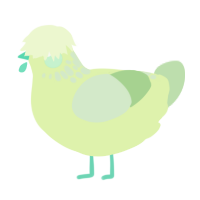 Slime, a apple and gluppy chicken with a neck-speckle pattern