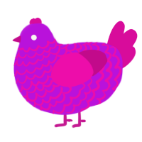 A amethyst and fuchsia chicken with a lace pattern