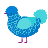 A sapphire and aqua chicken with a lace pattern