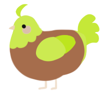 A brown and lime chicken with a head pattern