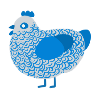 A mist and sapphire chicken with a double-lace pattern