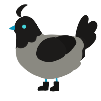 A ash and sable chicken with a head pattern