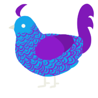 A sky and violet chicken with a double-lace pattern