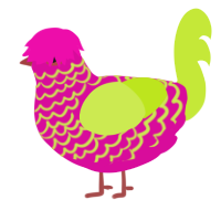 A fuchsia and lime chicken with a lace pattern