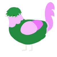 A viridian and lavender chicken with a head pattern