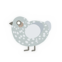 A silver and mist chicken with a speckle pattern