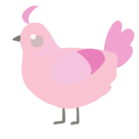 A rose and pink chicken with a neck-speckle pattern