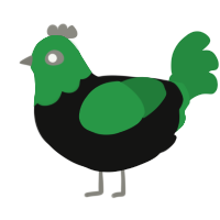 (unnamed), a black and viridian chicken with a head pattern