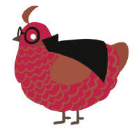 A crimson and russet chicken with a lace pattern