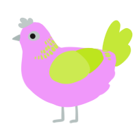 A lavender and lime chicken with a neck-band pattern