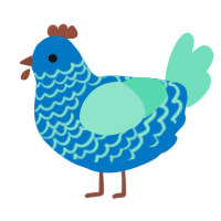A sapphire and mint chicken with a lace pattern