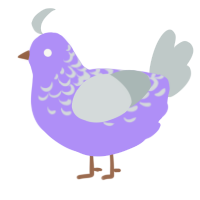 A lilac and silver chicken with a half-lace pattern