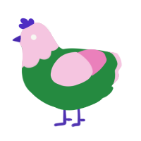 Green Shirt, a viridian and pink chicken with a head pattern