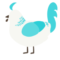 A white and aqua chicken with a neck-band pattern