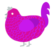 A fuchsia and amethyst chicken with a lace pattern