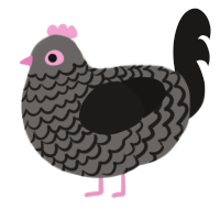 A grey and sable chicken with a lace pattern