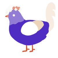 Purp, a indigo and cream chicken