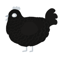 A black and sable chicken with a lace pattern