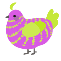 A orchid and lime chicken with a bar pattern