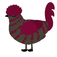 A grey and wine chicken with a bar pattern
