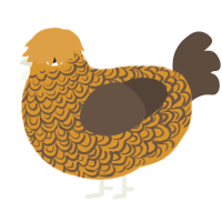 A orange and bark chicken with a double-lace pattern