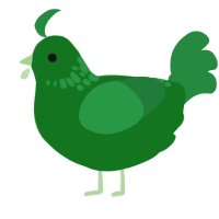 A leaf and viridian chicken with a neck-speckle pattern