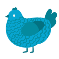 A cerulean and sea chicken with a lace pattern