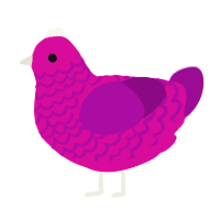 A fuchsia and plum chicken with a lace pattern