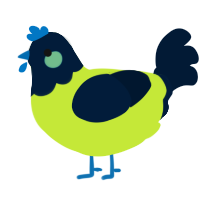 A lime and tumblr chicken with a head pattern