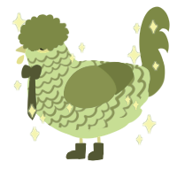 A mint and chartreuse chicken with a lace pattern