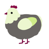 A grey and apple chicken with a head pattern