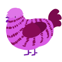 Moosbacher, a orchid and wine chicken with a bar pattern