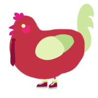 A crimson and gluppy chicken