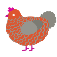 A vermilion and ash chicken with a lace pattern