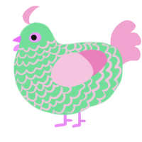 A spring and pink chicken with a lace pattern