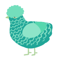 A turquoise and mint chicken with a lace pattern