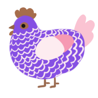 A blurple and rose chicken with a lace pattern