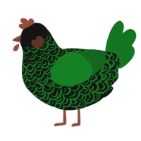 A black and leaf chicken with a double-lace pattern