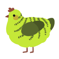 A lime and olive chicken with a half-bar pattern
