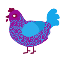 A plum and sky chicken with a double-lace pattern