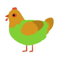 A grass and ochre chicken with a head pattern