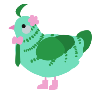 A mint and viridian chicken with a half-bar pattern
