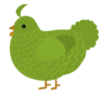 A chartreuse chicken with a lace pattern