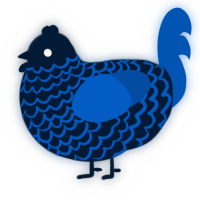 A tumblr and ultramarine chicken with a lace pattern