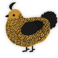 A gold and sable chicken with a double-lace pattern