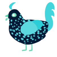 A tumblr and aqua chicken with a speckle pattern