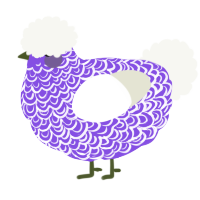 Transmission Over, a blurple and white chicken with a double-lace pattern